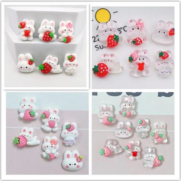 Miniaturen 100 Stück Kawaii süße Mini transparente Kaninchen Harz Cabochons mit flacher Rückseite Scrapbooking DIY Schmuck Handwerk Dekoration Zubehör