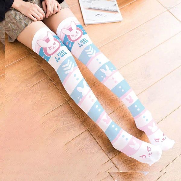 Party Supplies Spiel OW D.VA Dva 3D-gedruckte Anime Cosplay Strümpfe Kawaii Lolita Socken über Knie Oberschenkel hohe Frauen Mädchen Schule