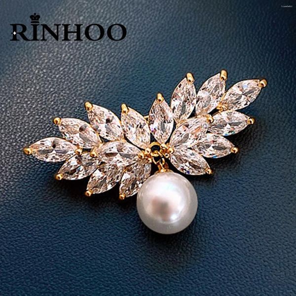 Broches Rinhoo Coreano Estilo Britânico Asas de Anjo Broche Roupas Suéter Corsage Pins Emblema Acessórios Imitação de Cristal Jóias de Pérolas