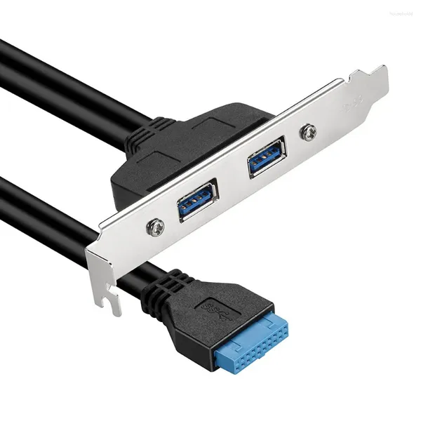 Cabos de computador 2 portas USB 3.0 Painel traseiro feminino para placa-mãe 20pin Header Connector Adaptador de cabo com suporte de placa de slot PCI 50cm