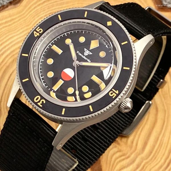 Relógios de pulso 20ATM À Prova D 'Água Tandorio 40mm Vidro Safira NH35A Retro Automático Vintage Homens Assista Fifty Fathoms Luminous 120 Cliques Bezel