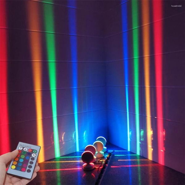 Lâmpada de parede luz do peitoril da janela led AC85-265V projeção 360 graus raio colorido corredor remoto para el bar