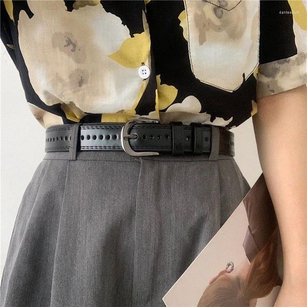 Ремни Ретро Ремень из искусственной кожи для женщин и мужчин Дизайнерская металлическая пряжка на талии Студенческий женский платье Джинсы Декоративный пояс