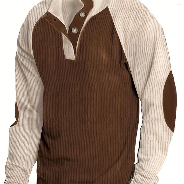 Maglioni da uomo Taglie forti Felpa con colori a contrasto Moda Casual Top con colletto a fascia per abbigliamento primavera autunno inverno