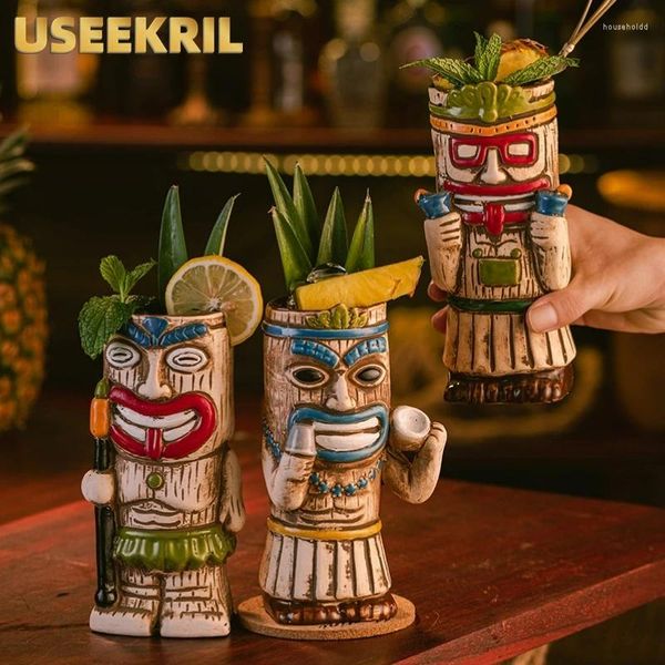 Canecas estilo havaiano tiki caneca personalizada criativa coquetel vidro zumbi cerâmico copo de bebida fria para festa de bar