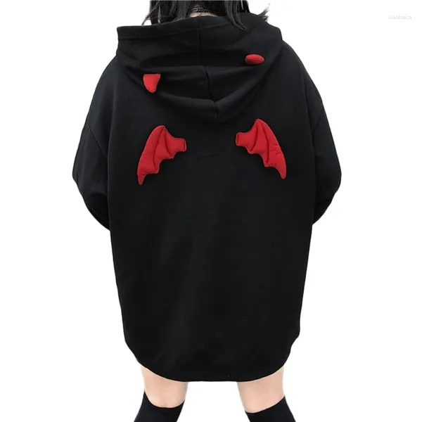 Damen Hoodies Teenager Devil Wing Red Horns Sweatshirt Langarm für Workout