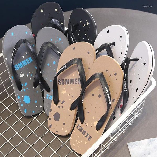 Chinelos flip flops masculino macio confortável leve estilo coreano moda na moda sapatos únicos antiderrapante resistente ao desgaste