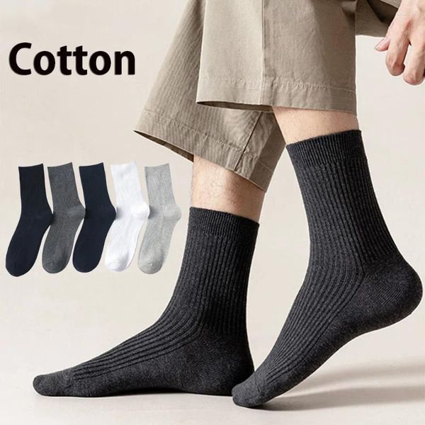 Мужские носки, 6 пар/компл., улучшенные хлопковые мужские черные, белые, однотонные, деловые, с защитой от запаха, комфортные, средней длины, спортивные, быстрые