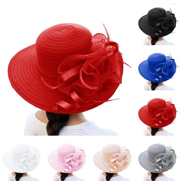 Geniş Memlu Şapkalar İlkbahar Yaz Örgüsü Güneşlik Şapkası Çiçek Mizaç Gelinlik Plaj Giyim Kadınlar İçin 2024 Erkek Disket