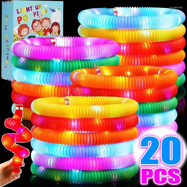 Decoração de festa LED Tubos luminosos DIY DIY Colorido Light Up Retrátil Glow Sticks Crianças Fidget Tubo Squeeze Brinquedos Xmas Aniversário Favores