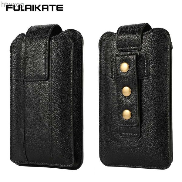 Bolsas de telefone celular FULAIKATE Mens Phone Bag 6.1 6.5 6.7 7.2 Bolsa de cintura para iPhone 12 Pro Max Honor 8Xmax 2 camadas coldre portátil móvel YQ240131