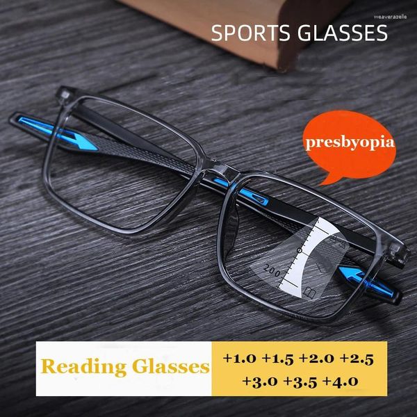 Óculos de sol progressivos óculos de leitura multifocal para mulheres homens luxo unisex multi-foco anti luz azul presbiopia óculos com dioptria