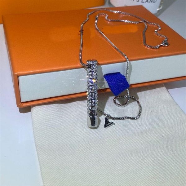 Titan Stahl Pfeife Anhänger Halskette Hochwertige Diamant Halskette Mode Metall Kette Halskette Finger für Couple168U