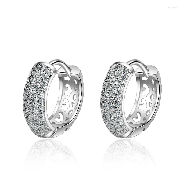 Orecchini a cerchio in argento sterling 925 di lusso ampio zircone gotico Huggies per le donne Moda matrimonio fibbia orecchio gioielli MEJ636