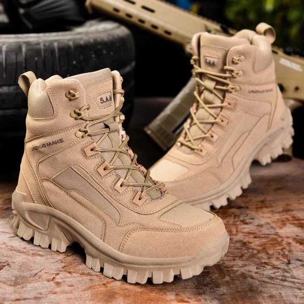Модельные туфли Мужские армейские военные ботинки Уличные нескользящие тактические ботинки Походная обувь до щиколотки Охотничья обувь Военная обувь спецназа в пустыне L2401