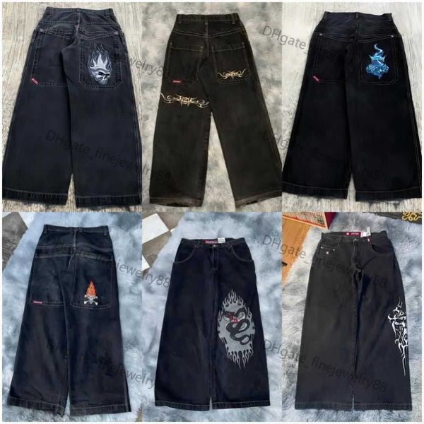 Jeans da uomo Streetwear da uomo Jnco Y2k Hip Hop Cartoon stampa grafica Pantaloni larghi neri vintage da donna a vita alta gamba larga Tr