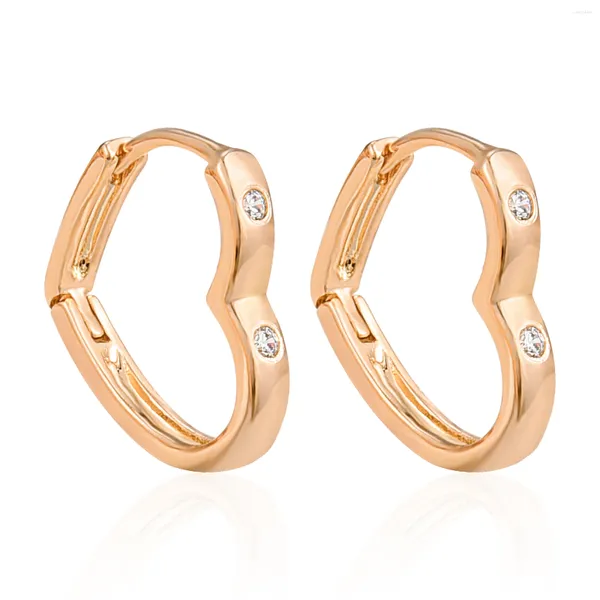 Hoop Ohrringe Herz Ohrring Punk Hiphop Schmuck Party Für Frauen Kleine Kristall 585 Rose Gold Farbe Ohr Clip Koreanische Mädchen geschenk