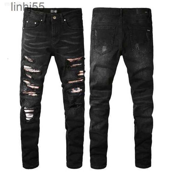 Herrenjeans Herren Hohe Qualität Amirs 22SS Neue Mode Cooler Stil Luxus Designer Denim Hose Distressed Ripped Biker Schwarz Blau Jean Slim Fitmntt7ANL