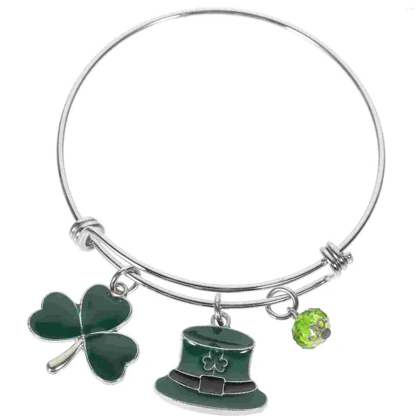 Braccialetti con ciondoli Braccialetto del giorno di San Patrizio Braccialetto con trifoglio Verde Irlandese Ragazza da donna Set di gioielli per San Valentino Mardi Gras Festa