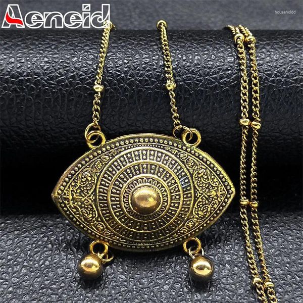 Anhänger Halsketten Vintage Ethnische Retro Evil Eye Amulett Halskette Für Frauen Legierung Edelstahl Kette Choker Quaste Schmuck Geschenk