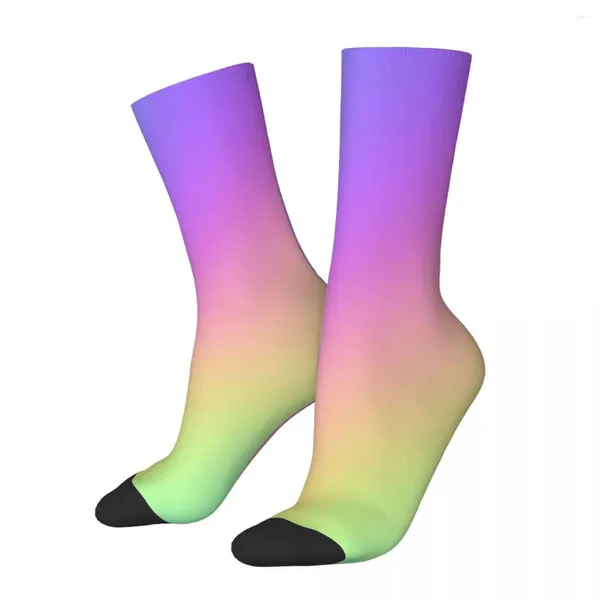 Herrensocken, lustig, glücklich, ästhetisch, weich, Pastell, Prisma, Retro, Harajuku, Regenbogen, Farbverlauf, bunt, Hip Hop, Neuheitsmuster, Crew-Socke