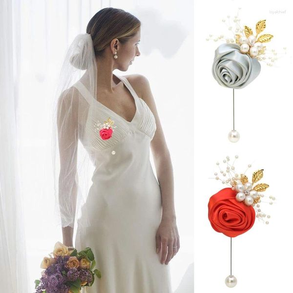 Broschen Braut Corsage Blume Mode Künstliche Blumen Band Männer Brosche Zeremonie Prom Boutonnieres Hochzeit Zubehör