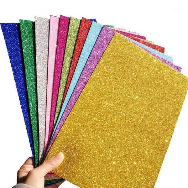 10 pçs colorido eva poeira esponja papel diy artesanal scrapbooking artesanato flash espuma papel glitter manual materiais de arte suprimentos1277y