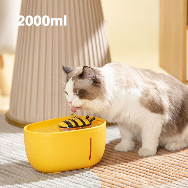 Besleyiciler kedi köpek evcil hayvan su çeşmesi kapalı dekor şelale masaüstü otomatik dağıtıcı besleyici kase küçük arı tarzı köpek malzemeleri