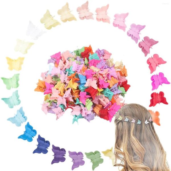 Accessori per capelli Mini farfalla multicolore per bambino Pittura solida Clip in plastica Farfalle carine Fermacapelli per ragazze 20 pezzi