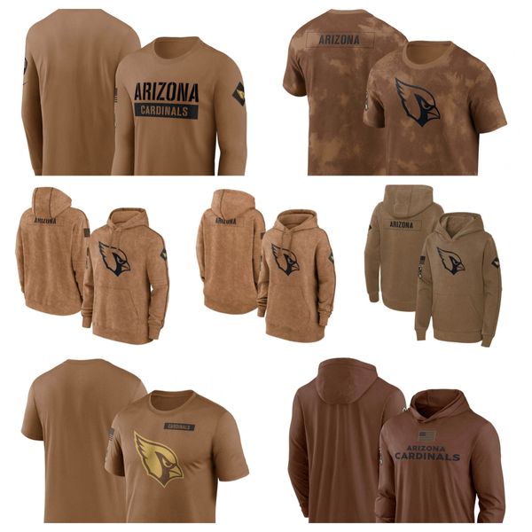 Felpa con cappuccio Arizona''Cardinals''Men Donna Youth''Brown 2023 Salute To Service Club Pullover Felpa con cappuccio