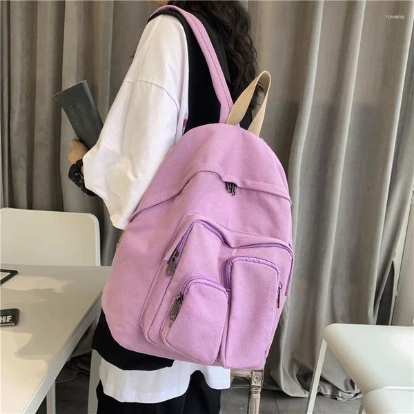 Sacos escolares mochilas de lona para mulheres 2024 casual feminino mochila de alta capacidade senhora mochila adolescentes meninas