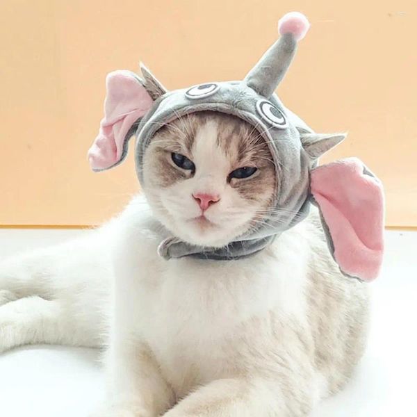 Costumi per gatti Copricapo per animali domestici Cintura di fissaggio Forma di cartone animato Decorativo Vestito carino Peluche Adorabile Accessori per cappelli di elefante