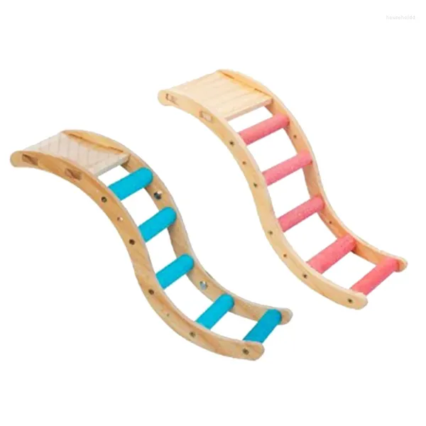 Outros suprimentos de pássaros Parrot Perch Escalando Escada Plataforma de Madeira Stand Sanded Stairs Mastigar Brinquedo para Pequenos Pássaros Médios Fácil de Instalar Dropship