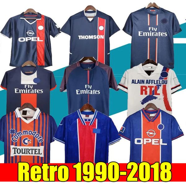 OKOCHA psgES Retro Paris PSGSS SOCCER JERSEY 94 RONALDINHO LEROY ADAILTON Beckham 98 99 00 01 02 03 Clássico RAI ANELKA Ibrahimovic Camisas De Futebol vintage kit shirt