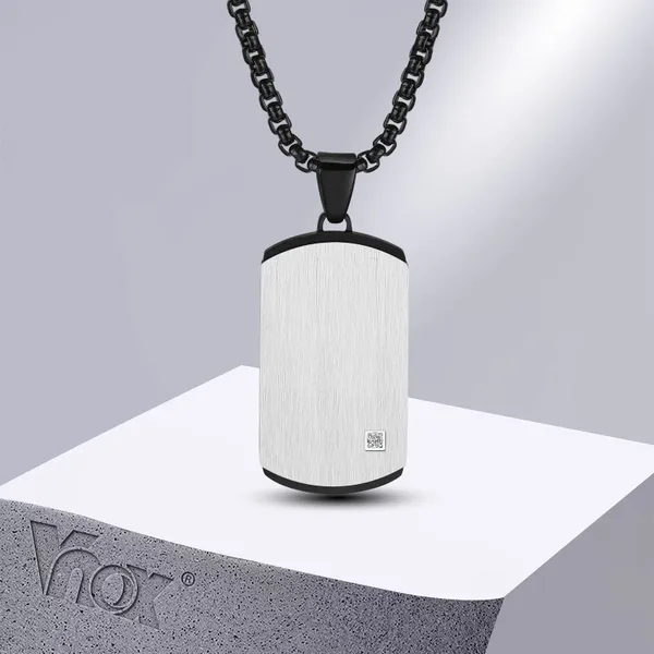 Anhänger Halsketten Vnox Coole Militärische Erkennungsmarken Für Männer Zwei Töne Geometrische Pendanti Mit AAA CZ Stein Punk Rock Echter Mann Kragen Schmuck