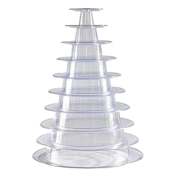 Bolsas de jóias Sacos 10 Tier Cupcake Titular Stand Round Macaron Torre Clear Bolo Display Rack para Festa de Aniversário de Casamento Decor284E