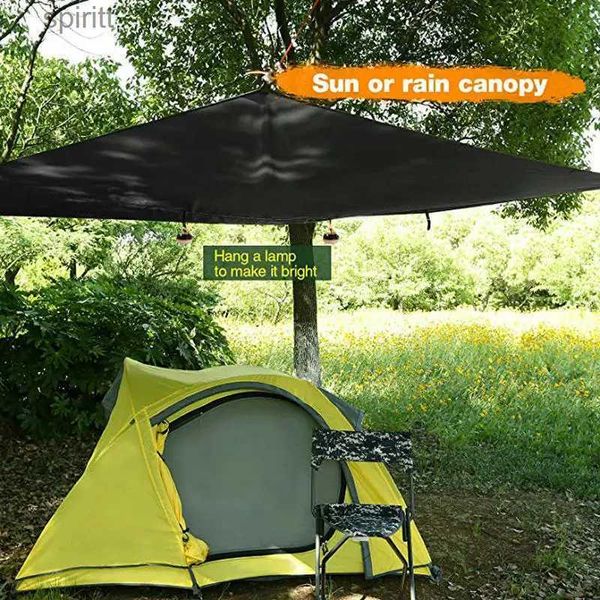 Schatten 350x280cm Wasserdichte Plane Zelt Schatten Outdoor Camping Hängematte Regen Fliegen UV Garten Markise Baldachin Sonnenschirm ultraleicht YQ240131