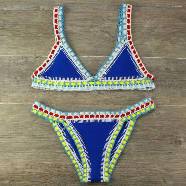 Mulheres Swimwear Crochet Swimsuit Biquinis Terno de Natação Sexy Bandagem Biquíni Brasileiro 2024 Mulheres Banheiras Biquini 120