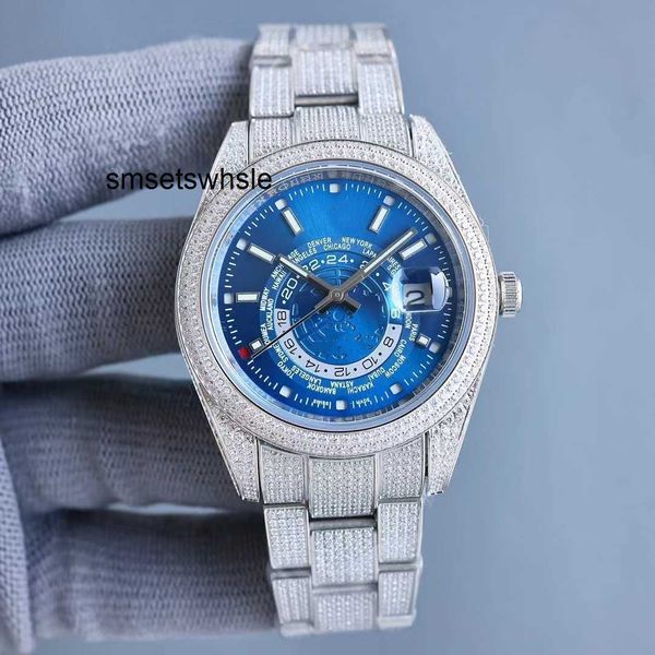 Дизайнерские часы Изысканные мужские бриллиантовые стальные ремешки для часов Сапфировое стекло Водонепроницаемый и защищенный от пота бриллиант с коробкой и бумагой Высочайшее качество 41 мм