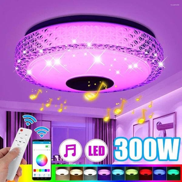 Luzes de teto 300W LED luz RGB iluminação APP Bluetooth lâmpadas de música para quarto de casa com controle remoto