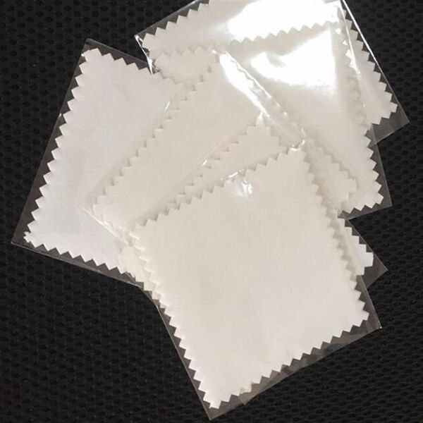 200 peças lotes embalagem opp micro camurça branco rosa preto cinza prata joias pano de polimento roupas de limpeza logotipo personalizado impresso 289v