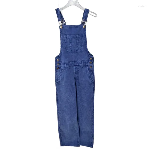 Damen Jeans Denim Overalls Lange Hose mit weitem Bein Lose Version Einfarbig Knopfdesign Warm und bequem Herbst/Winter 2024