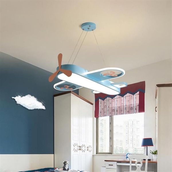 Moderno led luminária para quarto das crianças casa crianças bebê meninos avião pendurado lustre de teto decoração luz fixtu212q