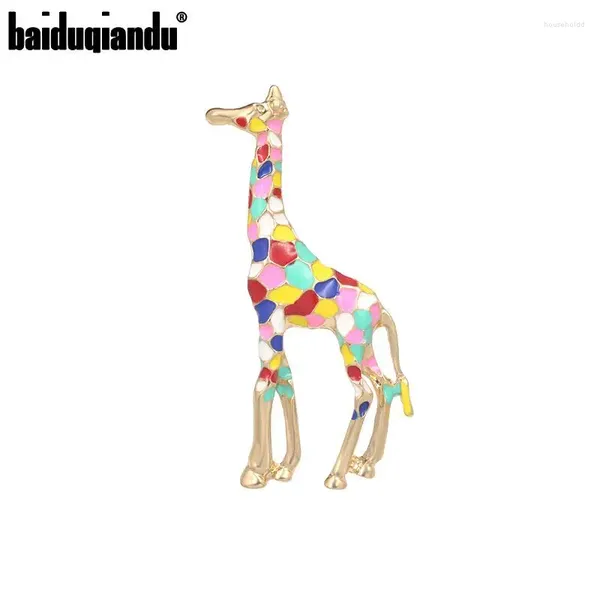 Broschen Baiduqiandu Bunte Emaille-Giraffe für Frauen, niedliche Tiernadeln, Kleidung, Tasche oder Hüte, Ornament, Schmuck, Geschenke