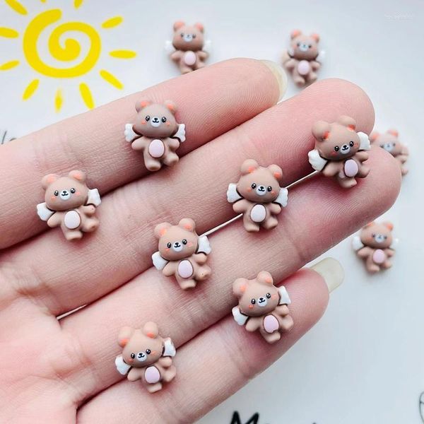 Figurine decorative 30 pezzi Adorabili mini cartoni animati Kawaii Piccolo orso grizzly Album in resina Gioielli fai da te Accessori per forcine Decora artigianato