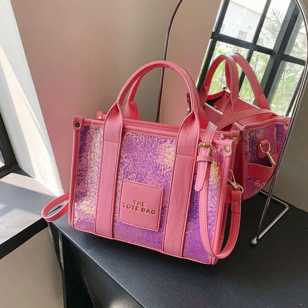 Bolsa de grande capacidade nova versão coreana na moda bolsa casual feminina doce colorido lantejoulas crossbody saco sacos 2024 design moda 78% de desconto na loja atacado