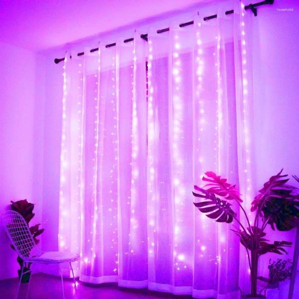 Cordas 6m LED Garland Cortina Luzes 8 Modos Controle Remoto Fada String Casamento Decoração de Natal para Casa Ramadan Festival Lamp