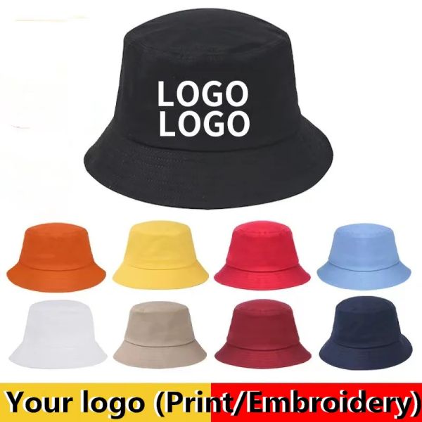 Cappelli a secchiello con ricamo con stampa logo gratuito Berretto da pescatore personalizzato Cappelli per il tempo libero Tappi per lavabo all'aperto Cappello da sole in cotone Panama gorros