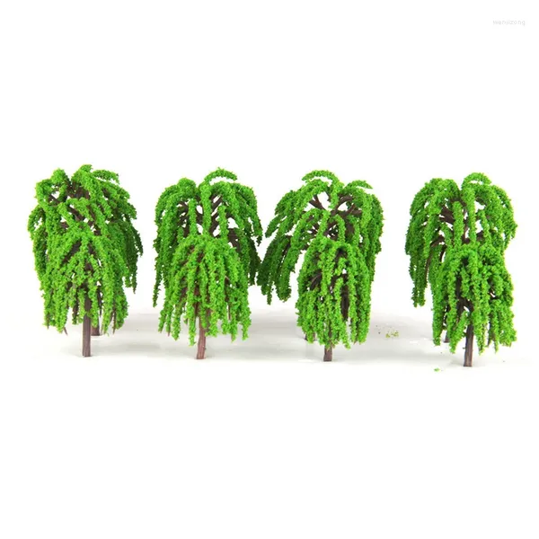 Flores decorativas planta modelo árvore brinquedo vegetação cozinha paisagem plástico resina trem ferroviário salgueiro decoração 3d verde conveniente