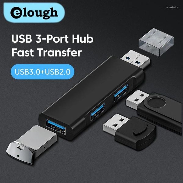 Elough Mini Alumínio 3 Portas USB 3.0 Hub Extensions 2.0 Adaptador Estação Ultra Slim Divisor de Dados Portátil